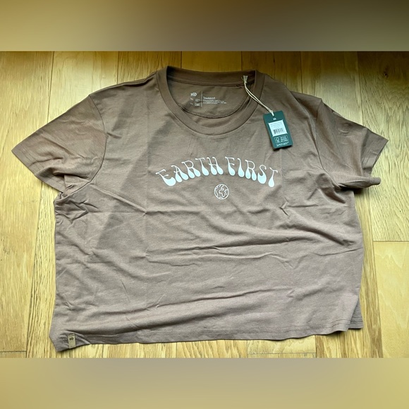 Cropped T-shirt Earth First XL, mushroom color - Picture 5 of 6